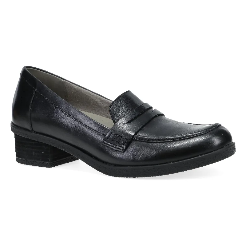 Stiletto Heel Pumps with Perfect Fit--Danica Black Waterproof Burnished-Fashionable & Classic