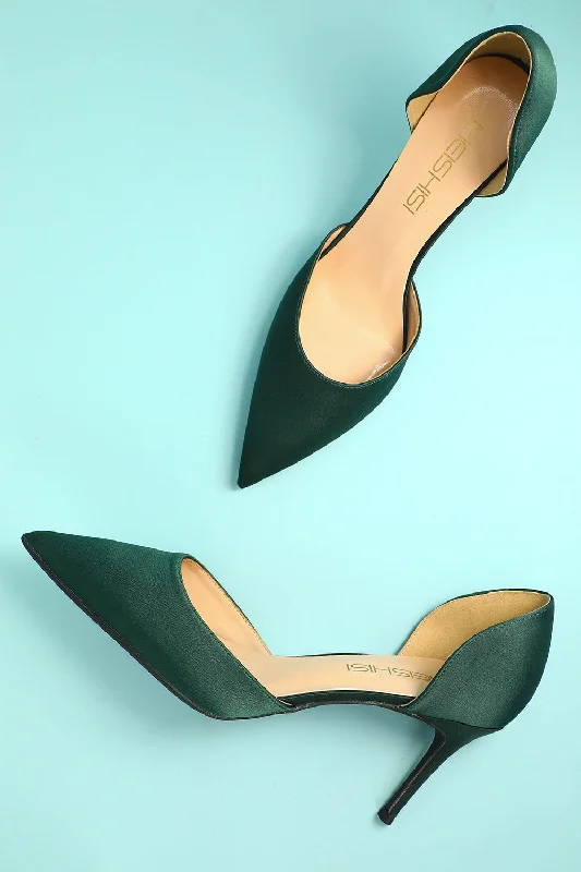 Stiletto Heel Pumps with Perfect Fit--Dark Green Stiletto Heels-Fashionable & Classic