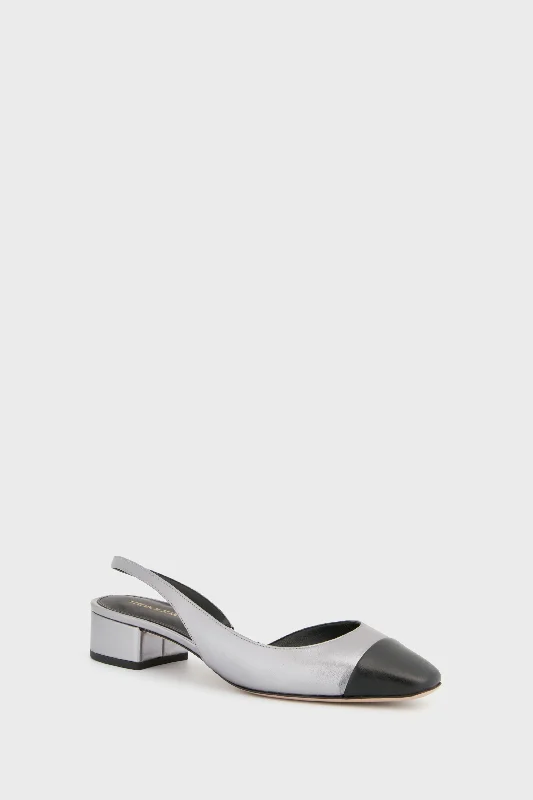 Stiletto Heel Pumps with Perfect Fit--Dark Silver Cecile Sling Back Heels-Fashionable & Classic