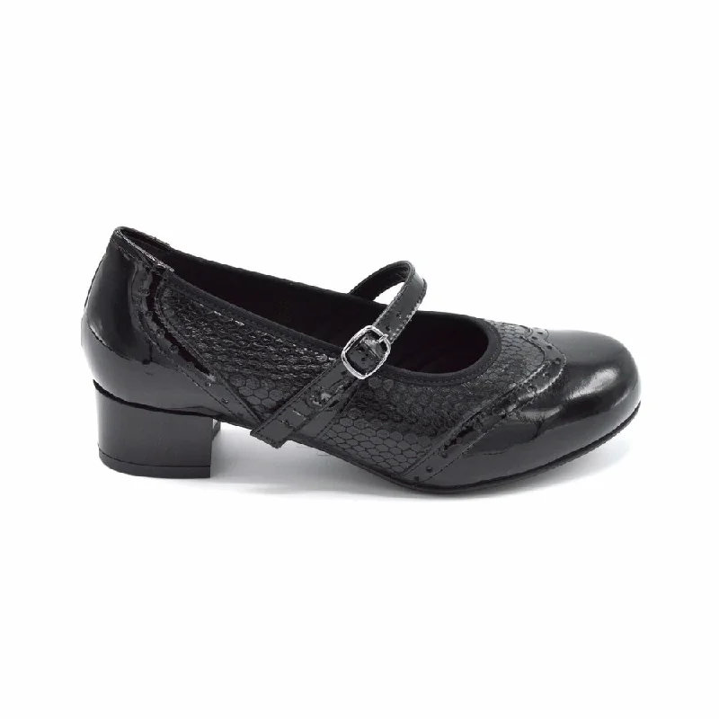 Versatile Heeled Sandals for Any Occasion---DB Violet - Ladies Wide Fit Court Shoe - 4E Fitting - Black