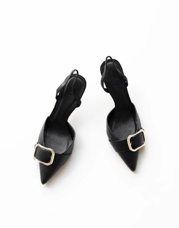 Stiletto Heel Pumps with Perfect Fit--Dealani Heels (Black) - By Billini-Fashionable & Classic