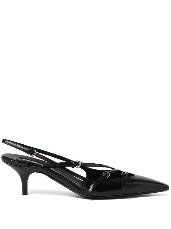 55mm buckle-embellished slingblack pumps---Chic Embellished Pumps for a Glamorous Look