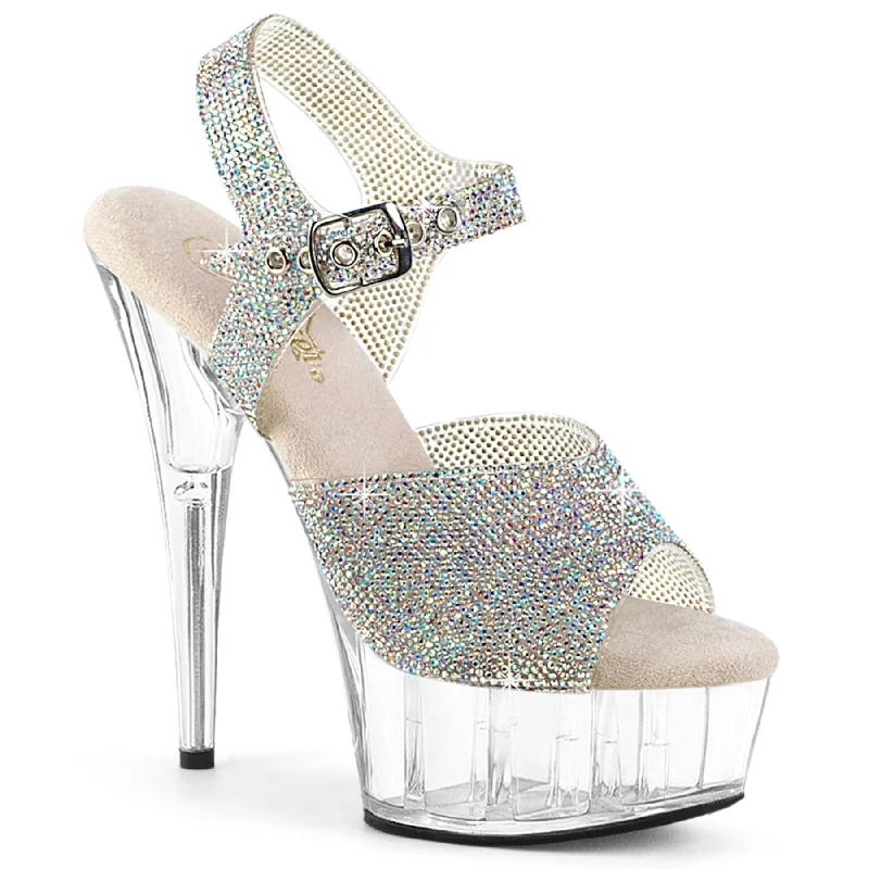 Affordable Rhinestone Pumps for a Dazzling Look---DELIGHT-608N-RS Silver AB Rhinestones TPU/Clear