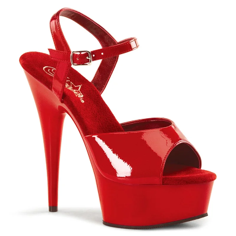 Versatile Heeled Sandals for Any Occasion---DELIGHT-609 Red Patent/Red