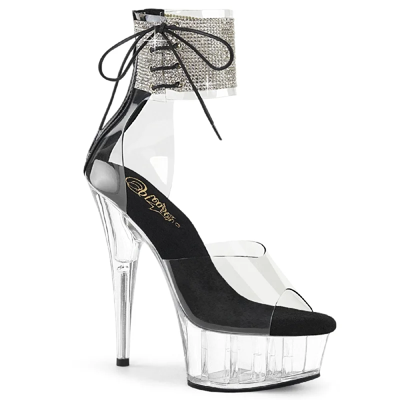 Versatile Heeled Sandals for Any Occasion---DELIGHT-624RS Clear-Black/Clear