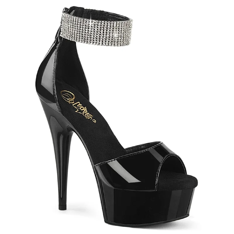 Versatile Heeled Sandals for Any Occasion---DELIGHT-625 Black Patent/Black