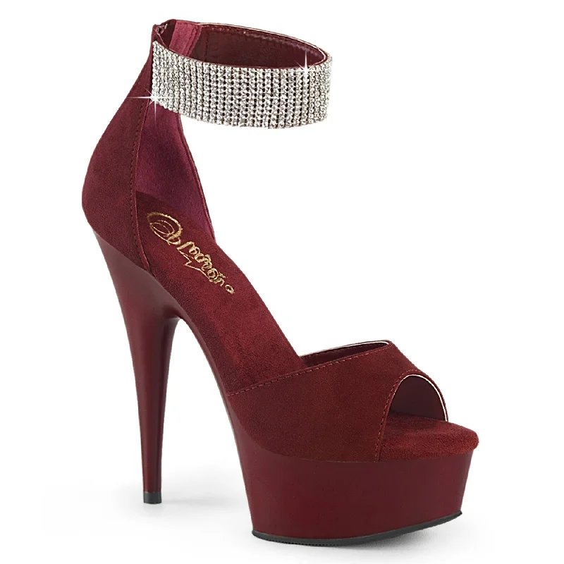 Affordable Suede Ankle Pumps for All-Day Wear--DELIGHT-625 Burgundy Faux Suede/Burgundy Matte