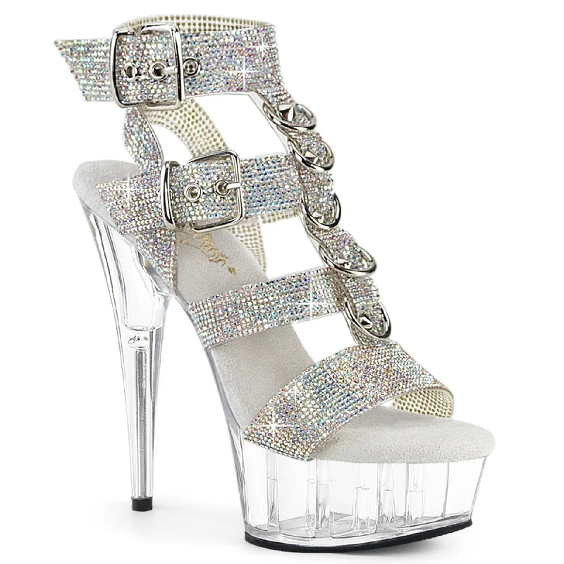 Affordable Rhinestone Pumps for a Dazzling Look---DELIGHT-656RS Silver AB Rhinestones TPU/Clear