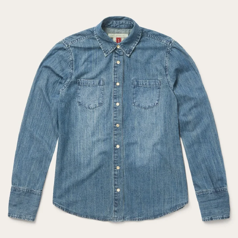 How to style denim tops for drone racing- -Best women's denim tops for casual wear-Denim Snap Front Western Shirt