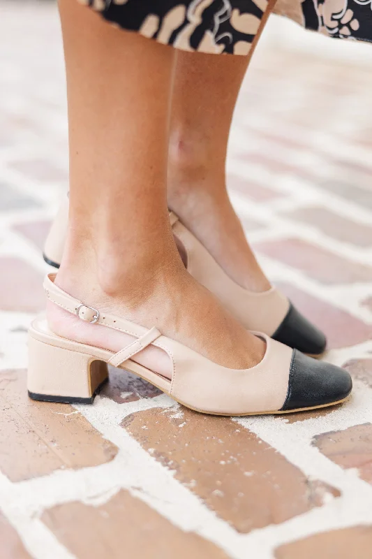 Versatile Heeled Sandals for Any Occasion---Desert Elegance Beige Captoe Slingback Heel