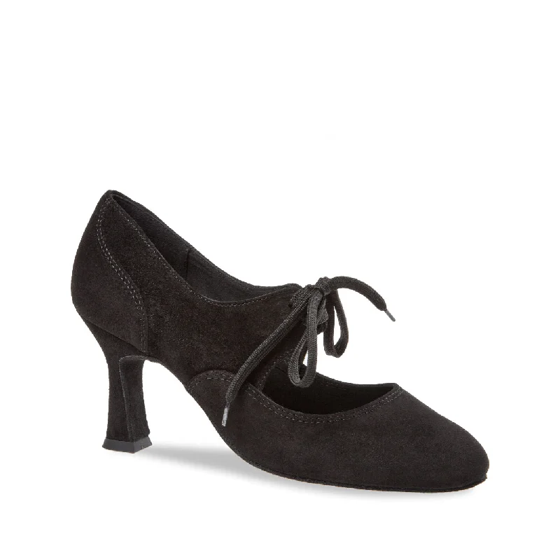 Affordable Suede Ankle Pumps for All-Day Wear--Diamant: Clara: Midnite Suede | 3.0" Latino Flare | MED | Suede Sole