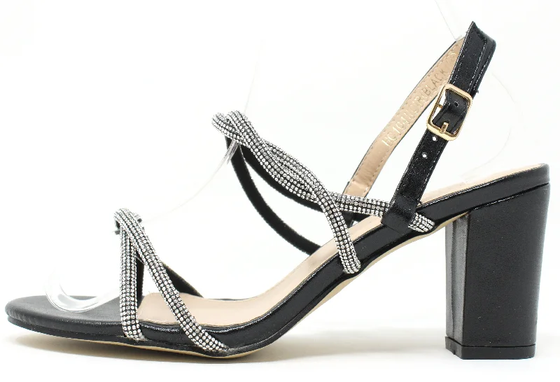 Versatile Heeled Sandals for Any Occasion---Diamante Multi Strap Heel