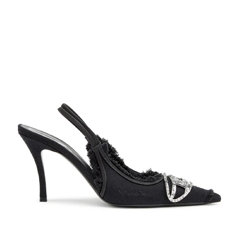 Diesel Women's D-Venus Slingback Shoes in Black---Fashionable Kitten Heels for Date Night