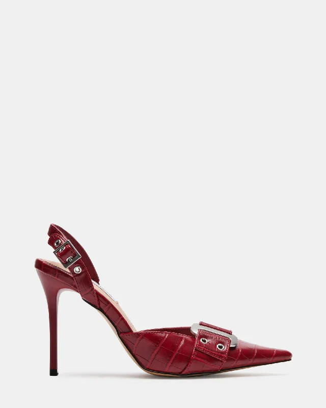 Versatile Heeled Sandals for Any Occasion---DILLON RED CROCODILE