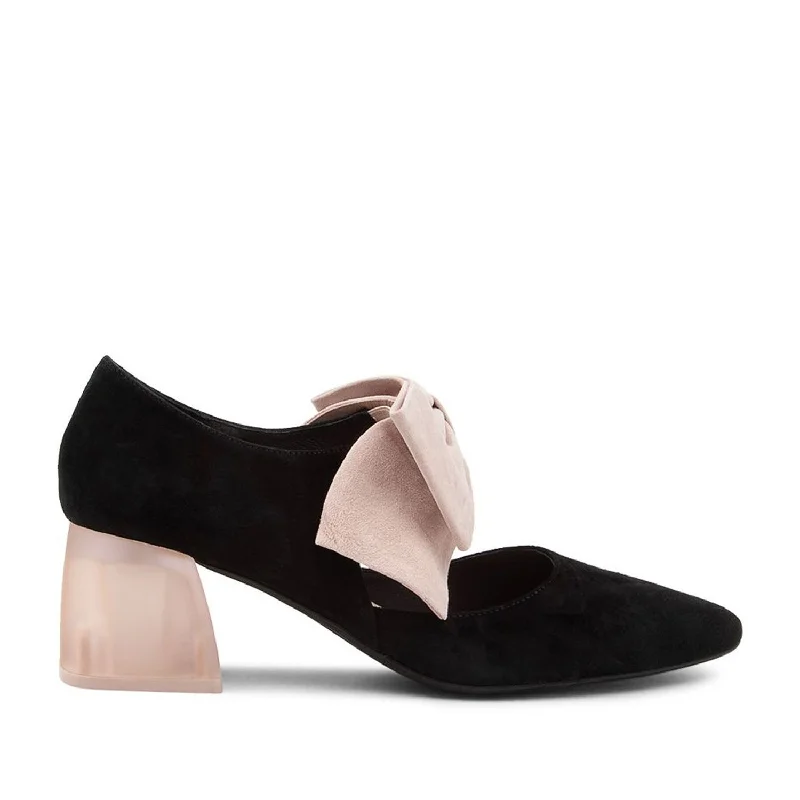 Django and Juliette Women's Misha in Black/Nude---Fashionable Kitten Heels for Date Night