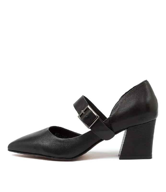 Django & Juliette Milling Leather Heel---Comfortable Leather Pumps for Office and Everyday Wear