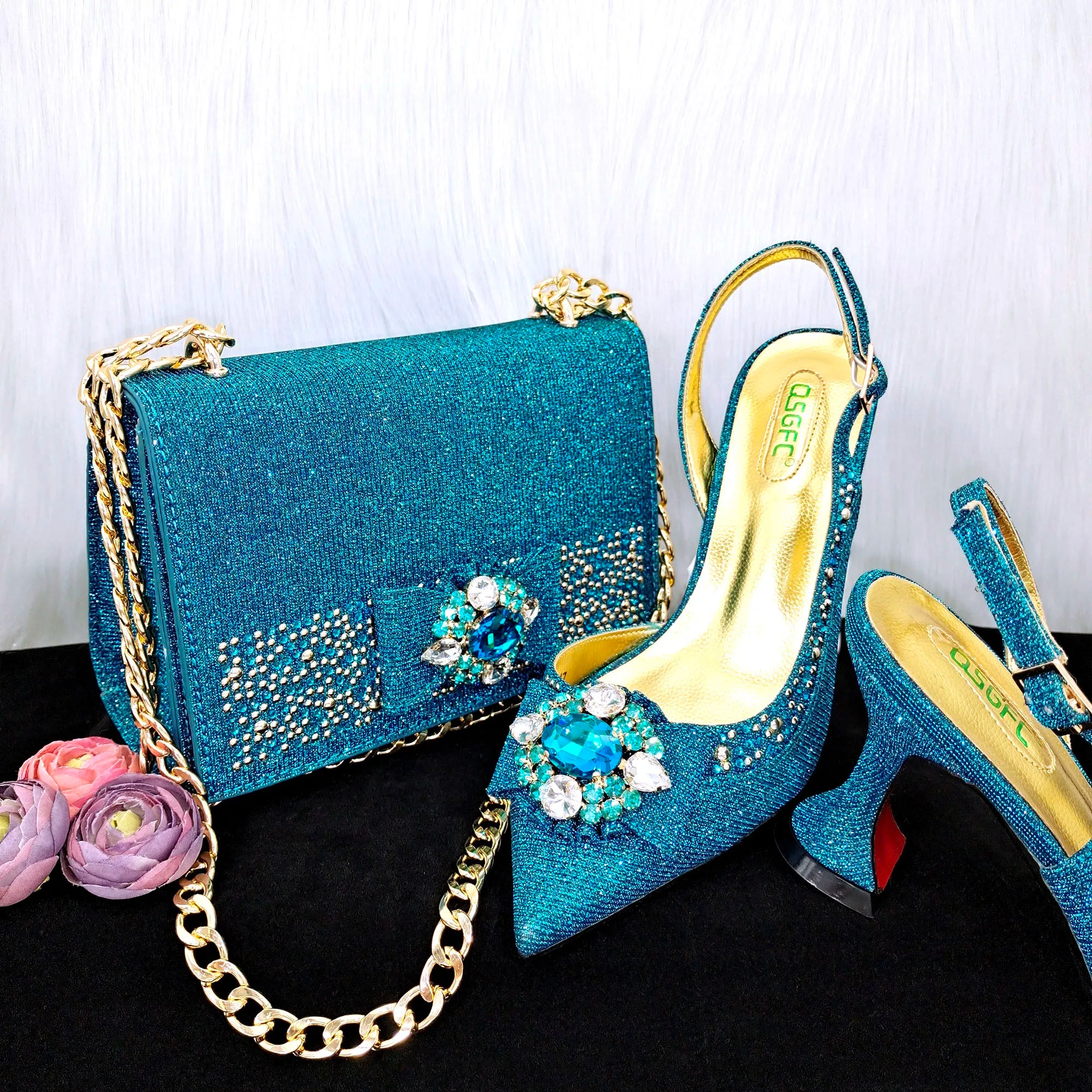 Italian Design Fashion Style Ladies Shoe with Matching Bag Set