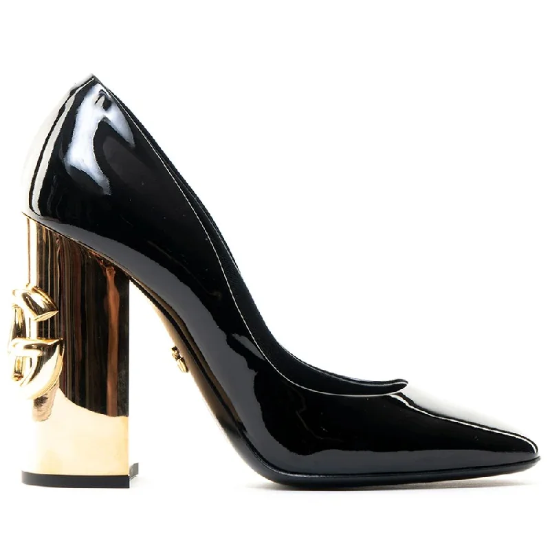 Dolce & Gabbana Black Leather Di Calfskin Pump---Comfortable Leather Pumps for Office and Everyday Wear