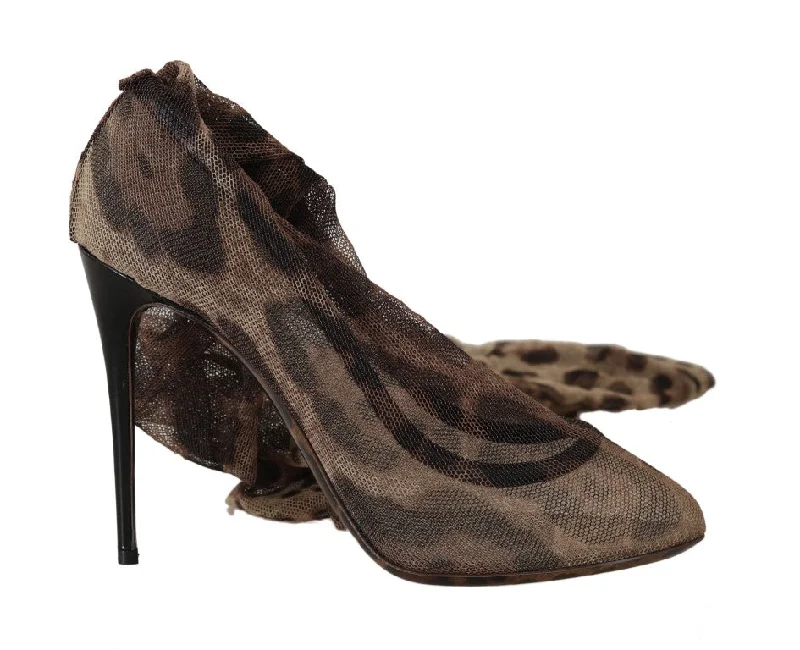 Versatile Dress Heels for Formal and Casual Wear---Dolce & Gabbana Elegant Leopard Print Sock Pumps Heels