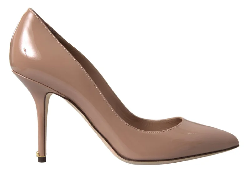 Sleek and Shiny Patent Pump Heels for a Polished Look--Dolce & Gabbana Elegant Beige Patent Leather Pumps