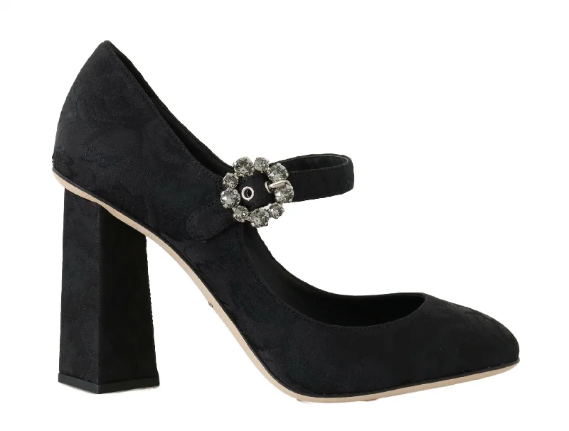 Affordable Rhinestone Pumps for a Dazzling Look---Dolce & Gabbana Elegant Black Crystal Brocade Pumps