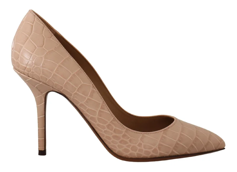 Dolce & Gabbana Elegant Nude Leather Kitten Heels Pumps---Fashionable Kitten Heels for Date Night