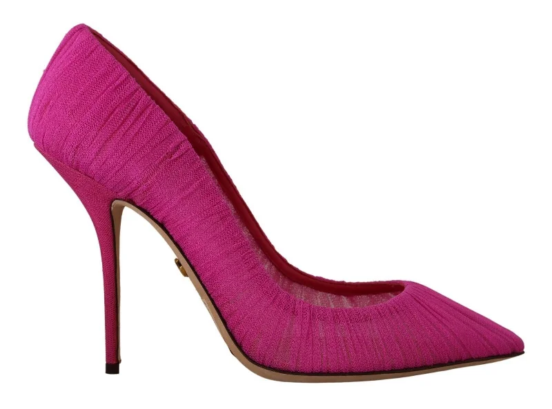 Versatile Dress Heels for Formal and Casual Wear---Dolce & Gabbana Elegant Pink Tulle Mesh Heels Pumps