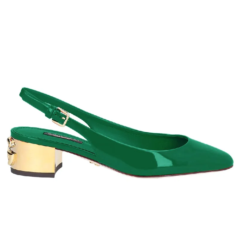 Dolce & Gabbana Green Leather Di Calfskin Pump---Comfortable Leather Pumps for Office and Everyday Wear