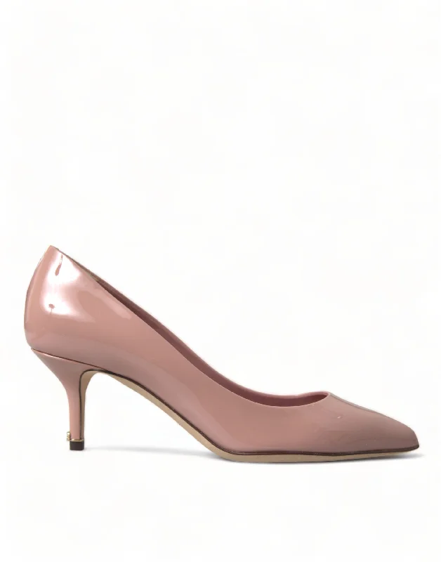 Sleek and Shiny Patent Pump Heels for a Polished Look--Dolce & Gabbana Pink Patent Stiletto Pumps - Elevate Your Glamour