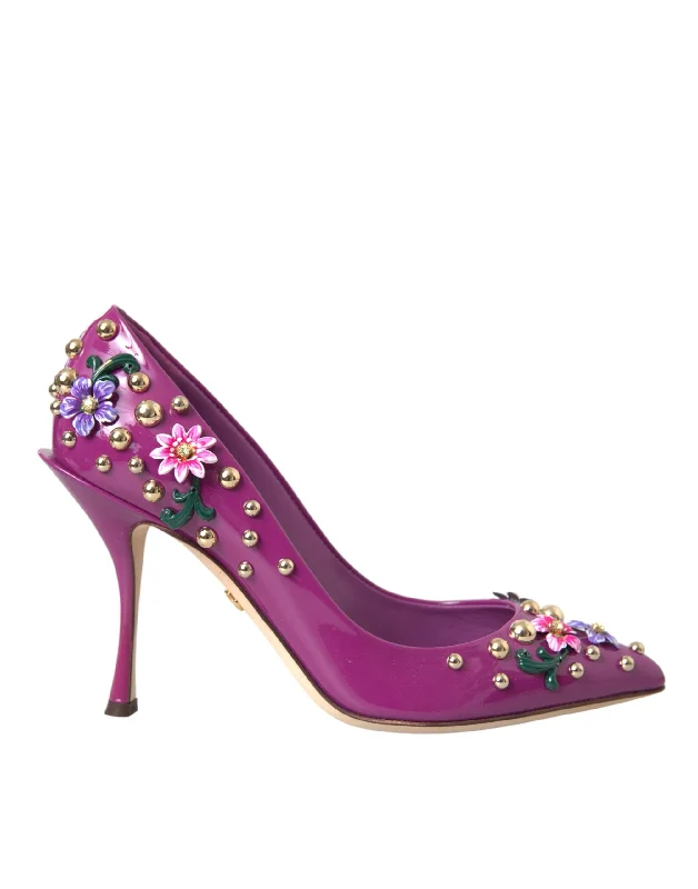 Dolce & Gabbana Purple Embellished High Heels Pumps Shoes---Chic Embellished Pumps for a Glamorous Look