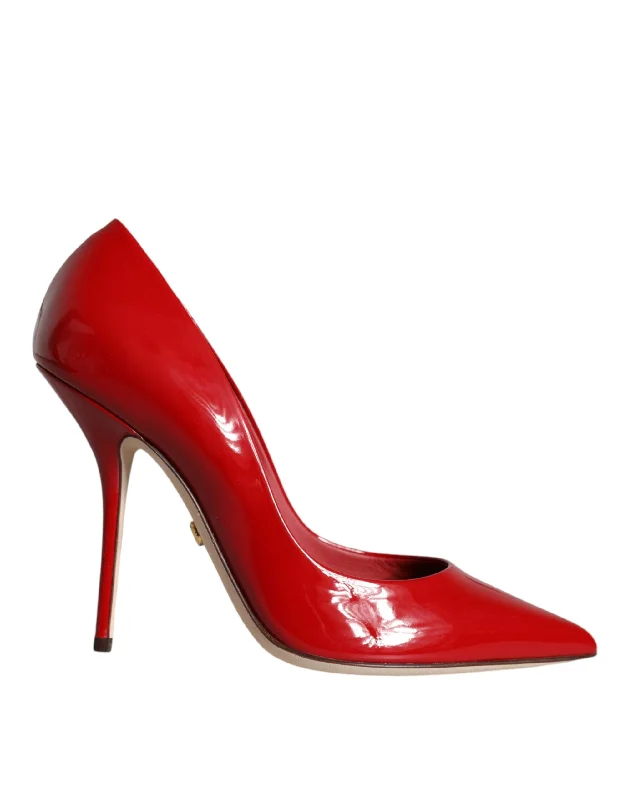 Sleek and Shiny Patent Pump Heels for a Polished Look--Dolce & Gabbana Red Patent Leather High Heels Pumps Shoes