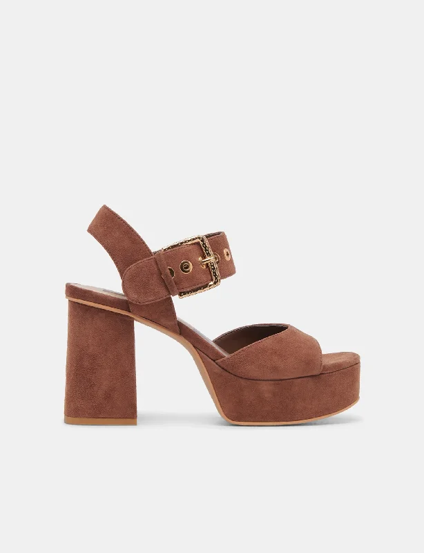 Affordable Suede Ankle Pumps for All-Day Wear--Bobby Platform Heel, Cocoa Suede