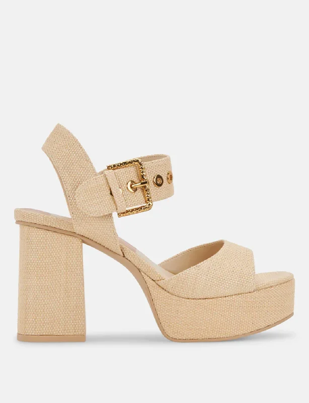 Stylish Platform Heels for Extra Height--Bobby Platform Heel, Natural Raffia