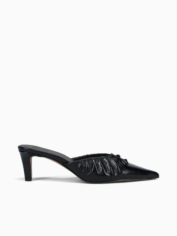 Stiletto Heel Pumps with Perfect Fit--Kairi Mid Midnight Crinkle Patent-Fashionable & Classic