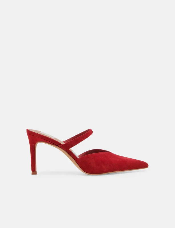 Affordable Suede Ankle Pumps for All-Day Wear--Kanika High Heel, Crimson Suede