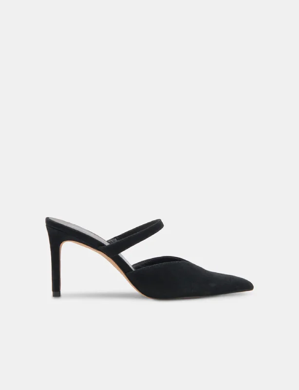 Affordable Suede Ankle Pumps for All-Day Wear--Kanika High Heels, Onyx Suede