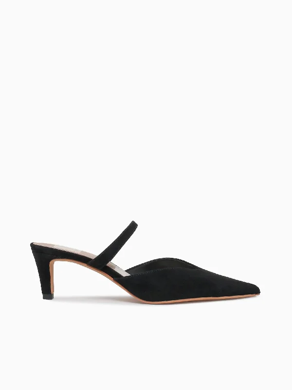 Affordable Suede Ankle Pumps for All-Day Wear--Kanika Mid Black Suede