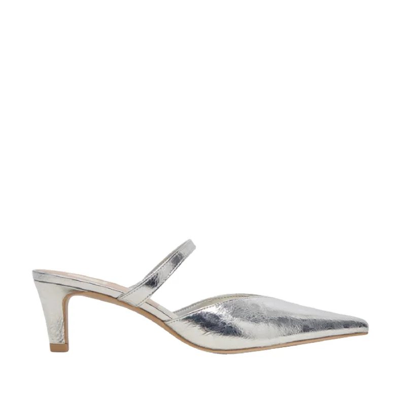 Dolce Vita Women's Kanika Mid in Silver Distressed---Fashionable Kitten Heels for Date Night