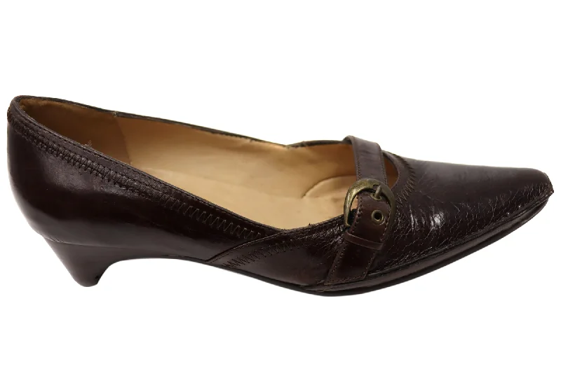 Donna Velenta Tamsin Womens Comfortable Leather Low Heel Shoes---Comfortable Leather Pumps for Office and Everyday Wear