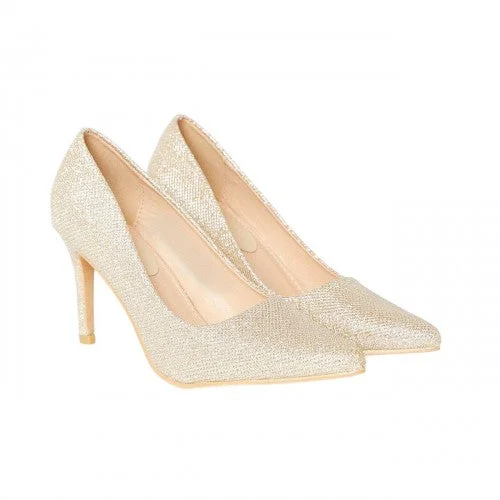 Dorothy Perkins Womens/Ladies Dame Glitter Wide Stiletto Heel Court Shoes---Trendy Glitter Heels for a Glamorous Look