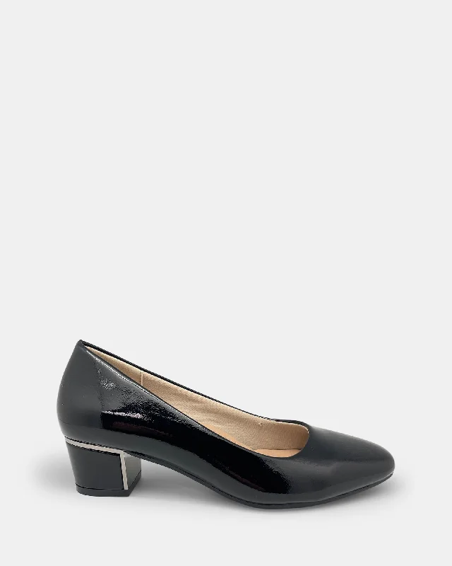 Versatile Heeled Sandals for Any Occasion---Doves Black Patent