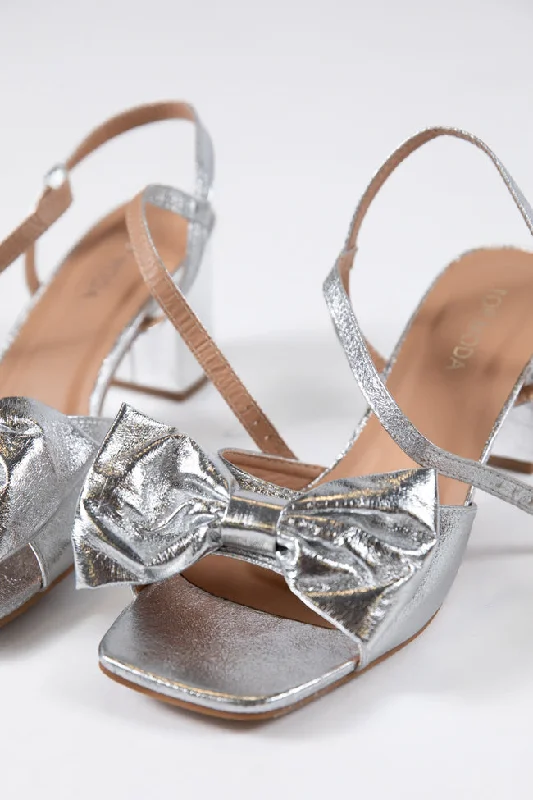 Drew Silver Bow Heel---Charming Bow Pumps for a Cute and Stylish Look