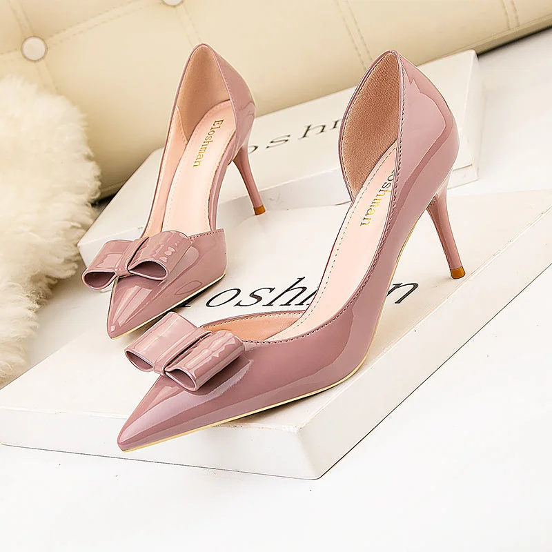 Dropshipping fashion trend pumps heel shoes 7cm women shoes bow design thin heel women's pumps---Charming Bow Pumps for a Cute and Stylish Look