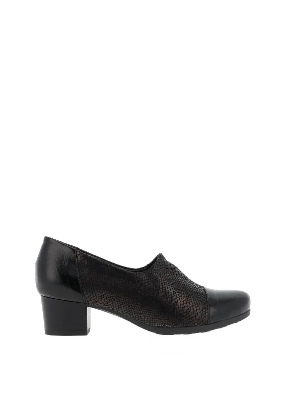 Trendy Chunky Heel Pumps for Casual Wear--Dubarry Jazzy Leather Block Heel Shoes, Black