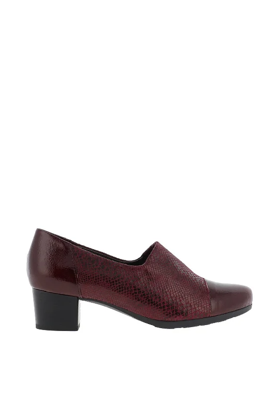 Trendy Chunky Heel Pumps for Casual Wear--Dubarry Jazzy Leather Block Heel Shoes, Burgundy