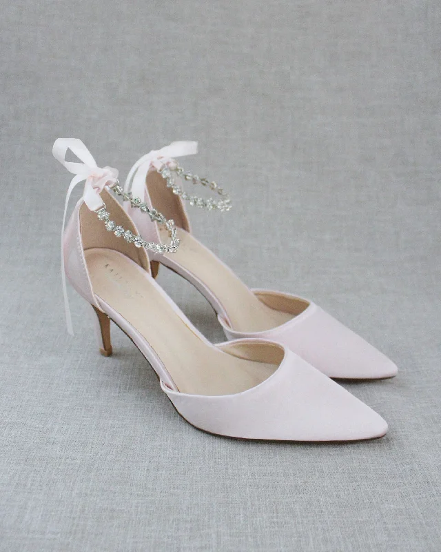 Evening Pumps with Amaryllis Crystal Strap---Elegant Evening Heels for Weddings and Parties