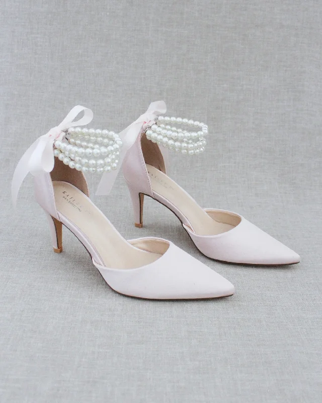 Trinity Pearl Wrap Evening Shoes---Elegant Evening Heels for Weddings and Parties