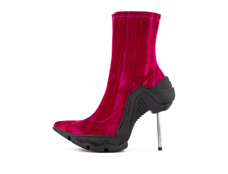 Luxurious Velvet Women's Pumps with Soft Finish---DYSMORPHIA MID HOT PINK VELVET