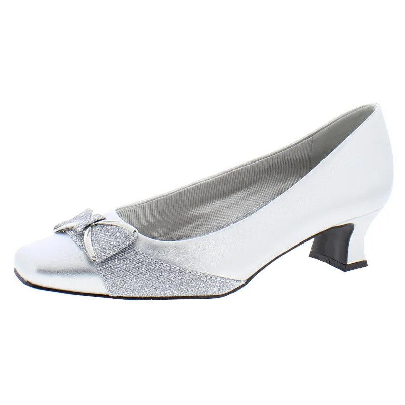 Easy Street Womens Rejoice Bow Metallic Heels---Charming Bow Pumps for a Cute and Stylish Look