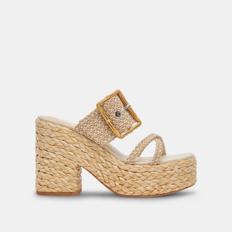 Stiletto Heel Pumps with Perfect Fit--EDWINA HEELS WHITE NATURAL RAFFIA-Fashionable & Classic